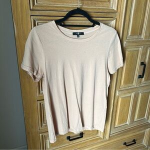 7 For All Mankind Light Beige Short Sleeve Tee